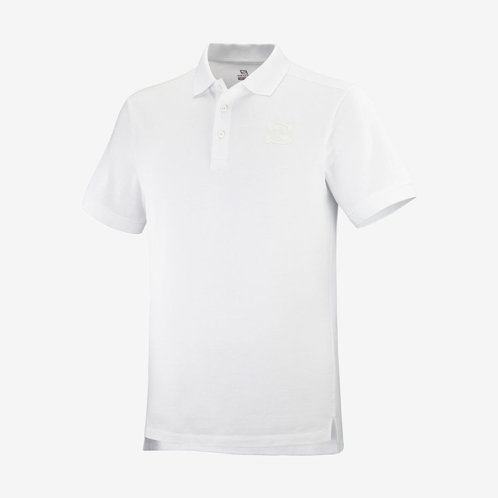 T-Shirty Męskie Salomon OUTLIFE SS POLO M - Białe - Polska (291-TJQXAG)